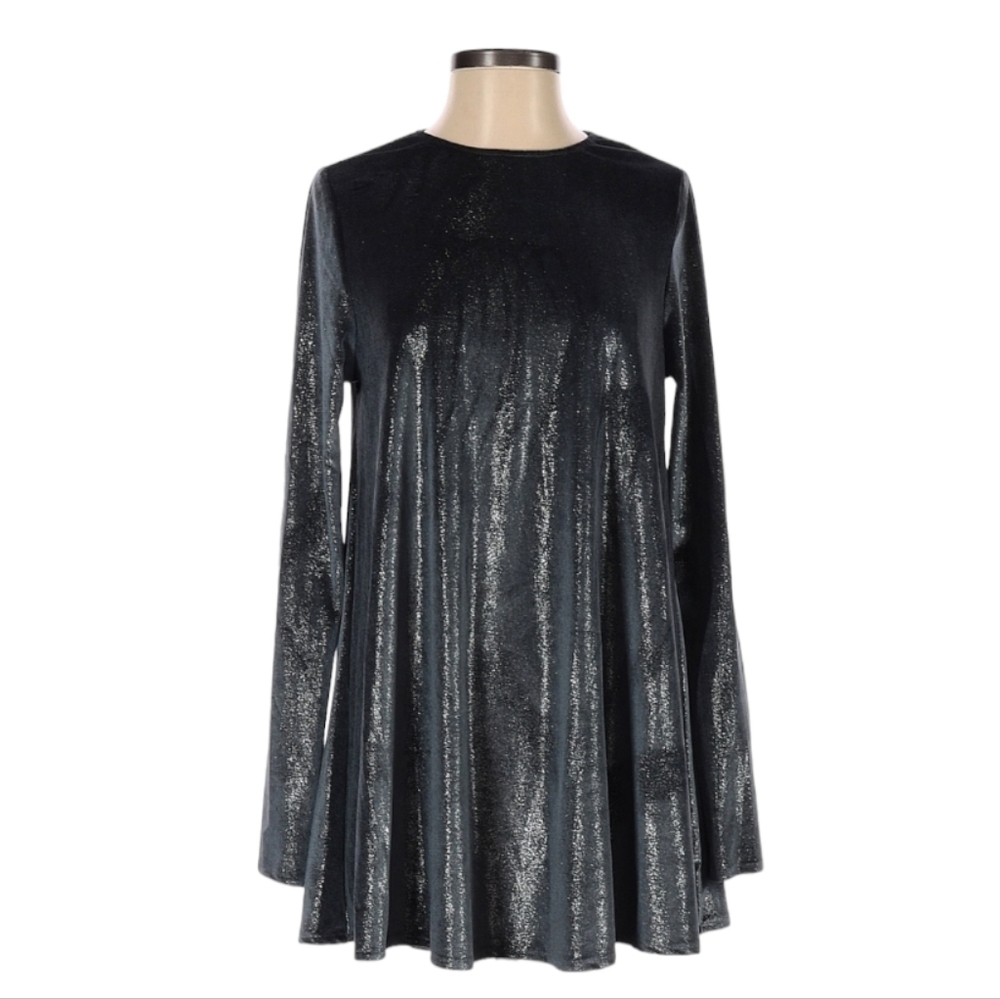 Show Me Your Mumu Metallic Tyler Tunic Dress Women's Stretch Long Sleeve Small